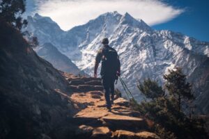 Hiking with gear in Nepal