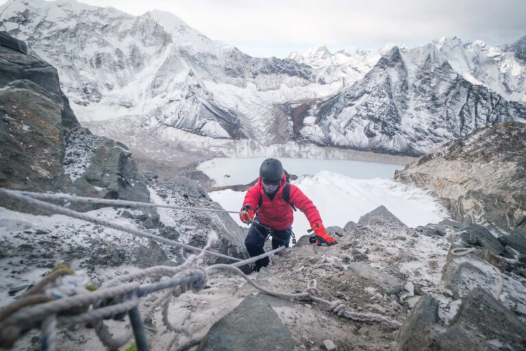 Climbing at altitude in Nepal