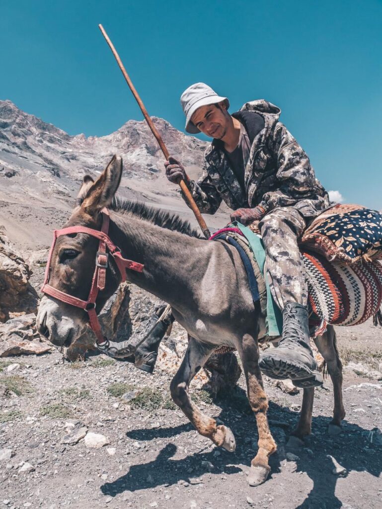 Traveler in the Fann mountains