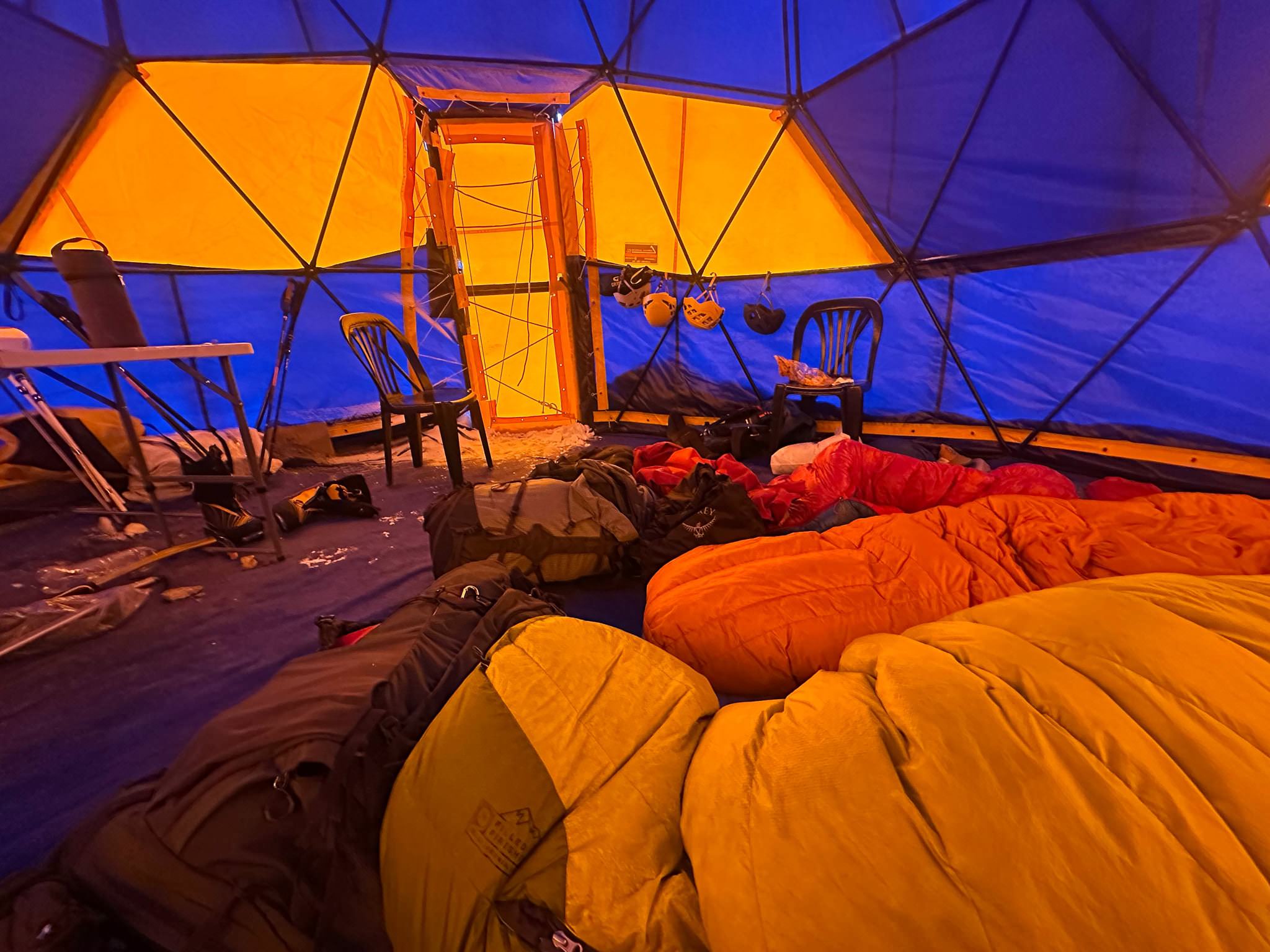 Inside a tent at Aconcagua