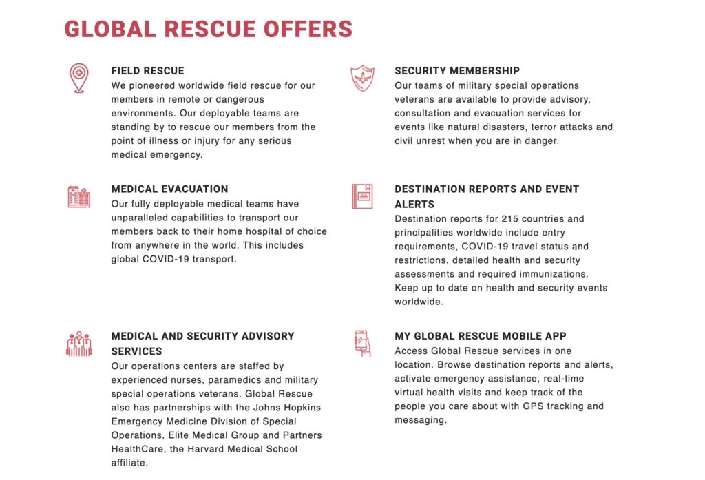 Global Rescue Membership Inclusions