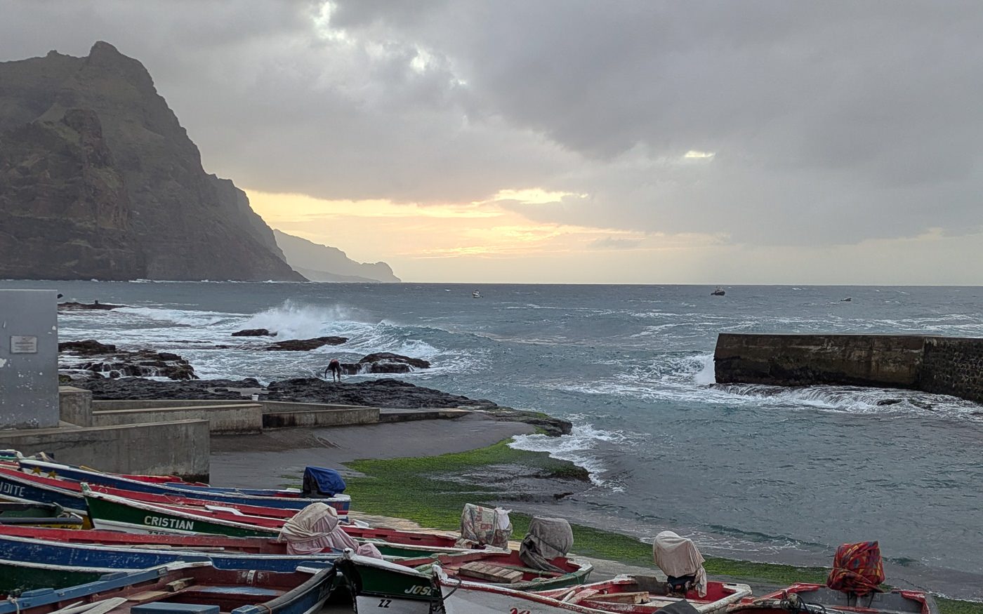 Coastline and boats in Cape Verde